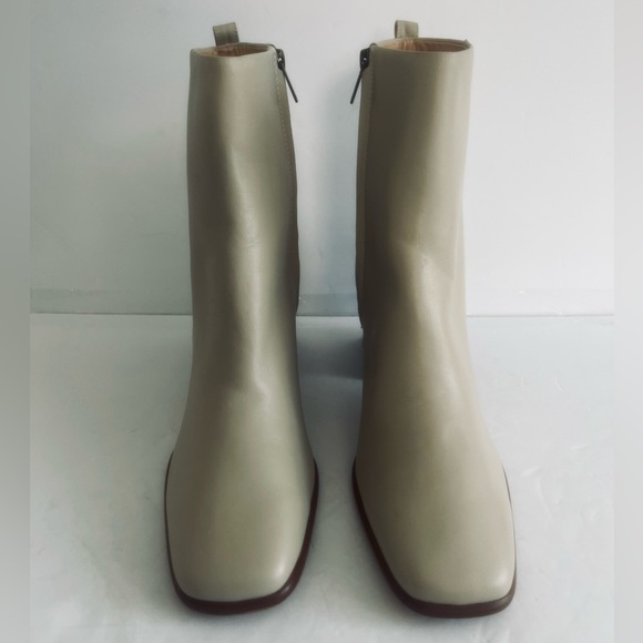 Marc Fisher Floria Cream LEATHER Ankle Bootie Stacked Block Heel Size 11 NEW - Picture 7 of 13